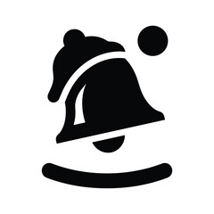 Simple black silhouette icon of a ringing notification bell isolated on