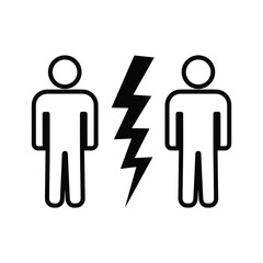 Icon representing conflict or disagreement between two people isolated on