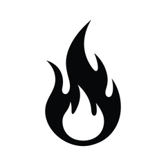 Simple black silhouette of a flame icon isolated on