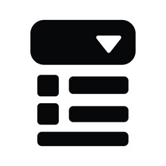Black and white icon representing a dropdown menu or expandable list interface element
