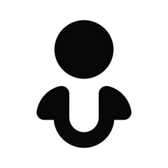 Simple black silhouette icon representing a user profile or person isolated on