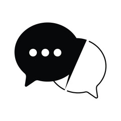 Black and white speech bubble icon representing conversation or chat isolated on
