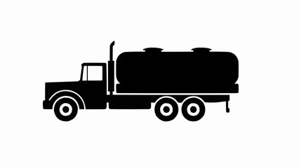 Tanker truck icon. Black silhouette. Side view. Vector graphic illustration. Isolated object on a white background. Isolate. stock illustration