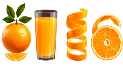 Citrus Orange Mix Bundle, isolated on transparent background