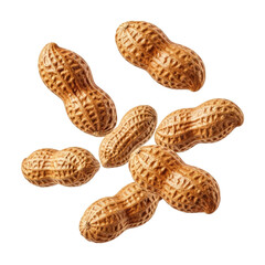 Peanuts scattered across a warm brown gradient background