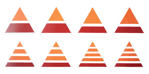 Triangular pyramid infographi icon set, maslow layer diagram, development level infographic, business graph, pyramid vector illustration, perfect for organizational, educational, 