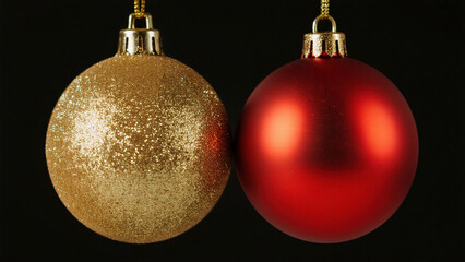 Christmas ornaments on black background