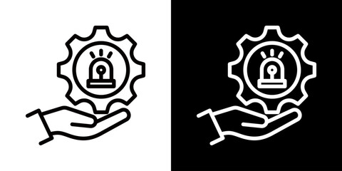 Emergency Service Icon Of Flat Black And White Style 