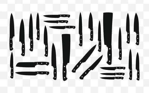 Collection of various knife silhouettes for culinary or weaponry designs