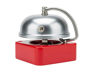 Vintage bell on red base, isolated on black isolated on transparent background