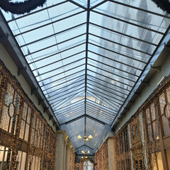 covered passage in Paris with Christmas decoration
