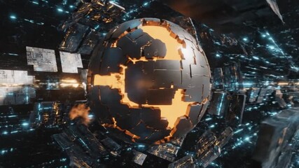 Ultra-realistic 8K cinematic video of abstract 3D tech elements, floating panels and glowing lines, metallic textures, slow 360° camera pan, perfect for modern futuristic backgrounds.
 - Powered by Adobe