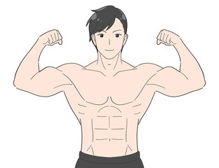 筋肉ムキムキの男性　イラスト