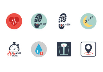 Digital Health and Fitness Tracking Icons for a Modern Lifestyle