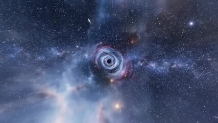 Stunning cosmic journey through a black hole in deep space, perfect for sci-fi concepts and exploration themed projects