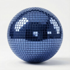 Deep Blue Blueberry Rendered as a Disco Mirror Mosaic Sphere with Blue-Tinted Reflective Glass Tiles, High-End Abstract Product Art