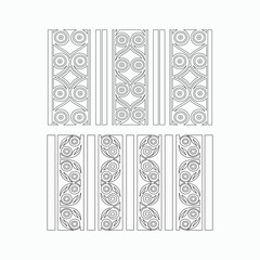 Decorative geometric line border pattern set in thin outline style