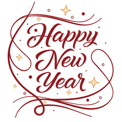 Elegant happy new year greeting with stylized typography