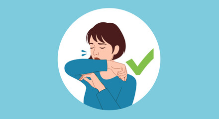 Person covering their mouth with their elbow to prevent spreading germs when coughing or sneezing.