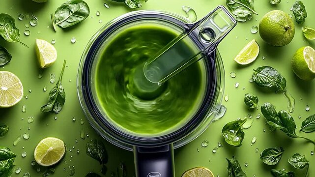 Green smoothie ingredients in a blender