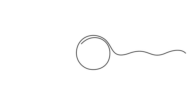 Single continuous line drawing depicting a circle intersected by a wavy line animation video