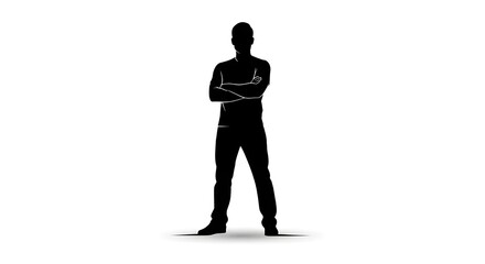 Silhouette of a person standing with arms crossed