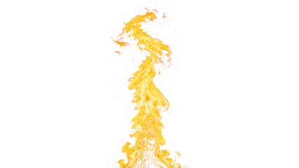 Bright fire flame isolated on transparent background for design and compositing