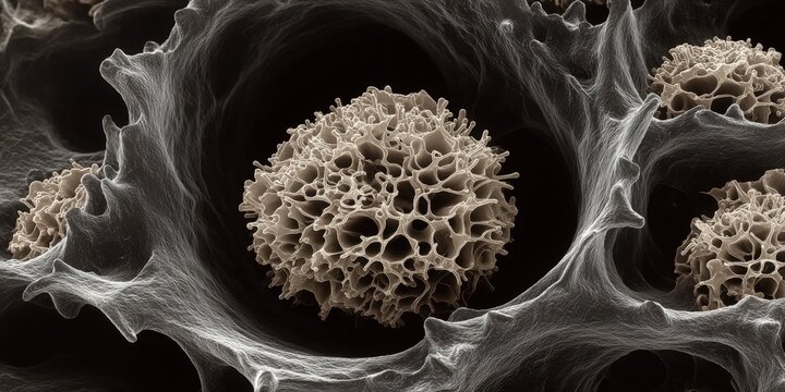 Advanced electron microscopy system with high-resolution imaging, precision focus, surface topology analysis, atomic force capabilities, and optimized specimen handling