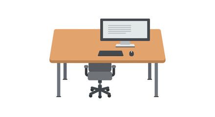 desk with computer desktop computer setup on an office desk with a rolling chair perfect for showcasing modern workspace solutions work from home