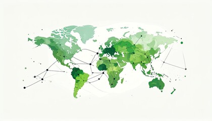 World map shows connections. Global business, travel, and networking concepts