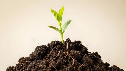 A fresh green seedling representing new life and growth emerging from fertile soil