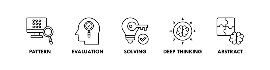 Critical Thinking banner web icon illustration concept with icon of pattern, evaluation, solving, deep thinking, and abstract