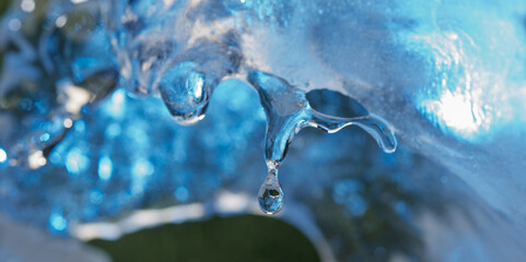 abstract blue background with natural ice drops
