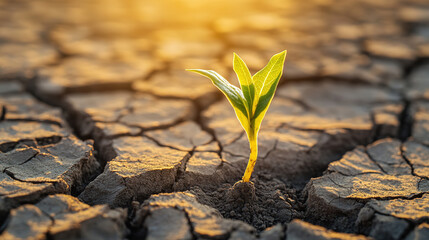 A resilient seedling growing from cracked earth, representing personal growth and transformation.