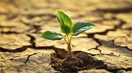 A resilient seedling growing from cracked earth, representing personal growth and transformation.