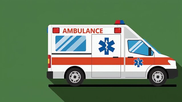 Vector illustration of an emergency ambulance van side view