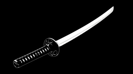A striking illustration of a traditional Japanese katana, representing the legacy of the samurai warrior