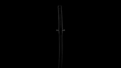 A solitary, elegant katana stands as a symbol of honor and tradition, ready for action