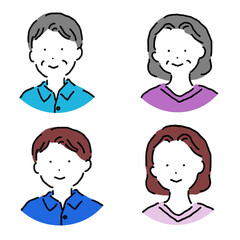 老若男女のシンプルイラストアイコン