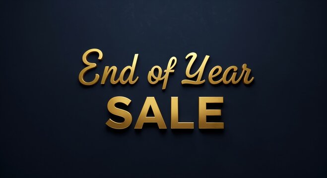End of Year Sale: A captivating announcement promoting an End of Year sale in elegant gold, set against a dark backdrop that adds a touch of sophistication and allure to the offer.