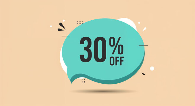 Special Offer Bubble: A vibrant speech bubble announces a 30% discount, offering a chance to seize opportunities and save.