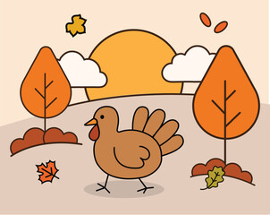 Obraz premium Thanksgiving day illustration handdraw turkey