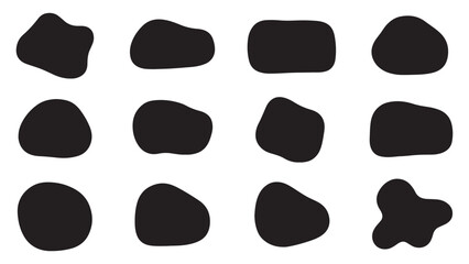 Rounded organic blobs, wavy liquid forms, abstract doodle curves, and soft oval frames blend into a flowing vector background filled with modern smooth shapes and patterned elements.