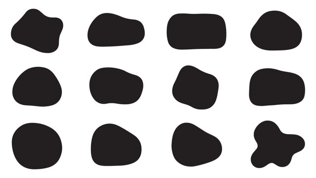 Rounded organic blobs, wavy liquid forms, abstract doodle curves, and soft oval frames blend into a flowing vector background filled with modern smooth shapes and patterned elements.