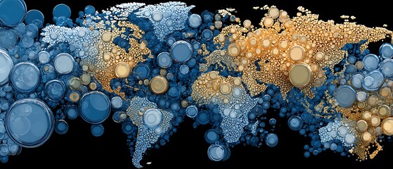 World GDP ranking map shows countries with circles sized according to their economic value.