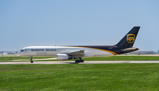 United Parcel Service UPS aircraft Boeing 757 at the Dallas Fort Worth International Airport (DFW). United Parcel Service, Inc., UPS, is the world's largest courier company.