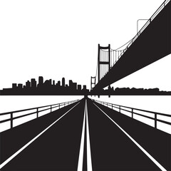 Iconic City Bridge Silhouette on Pure White Background 2. Minimal Black Bridge Outline Vector for Architecture Design 3. Suspension Bridge Silhouette Illustration &mdash; Clean Black Shape 4. Vintage St