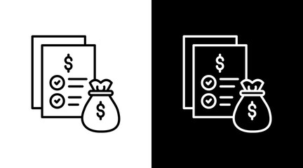 Budget Sheet Outline White Icon Set Design