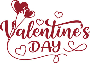 Valentines day script lettering with hearts, perfect for romantic greetings and celebration designs, white