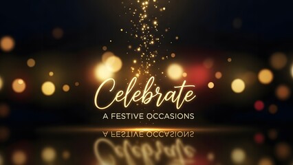 Elegant celebration background with golden bokeh lights and sparkling confetti